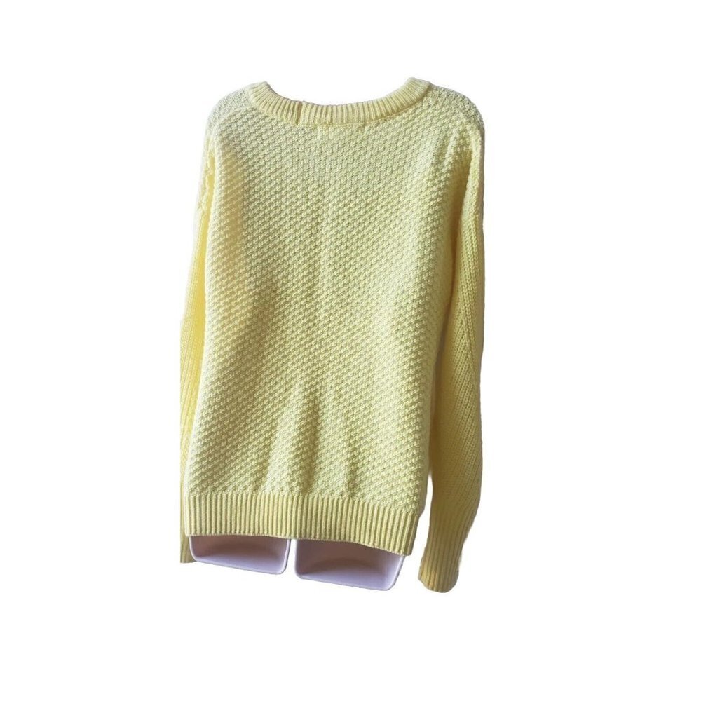 WORKSHOP REPUBLIC CLOTHING KNIT  YELLOW  SPLIT LONG SLEEVE SWEATER SIZE LARGE - Picture 3 of 7